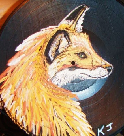 Baby Fox Original Pastel Recycled Record Wall hang