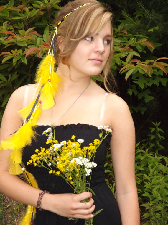 Yellow Feather Headband