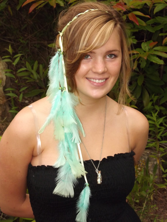 Light Blue Feathered Headband