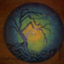 Mystic Tree Original Artwork Painted on a Recycled Vinyl Record