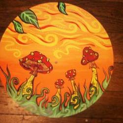 Orange and Red Original Mushroom Paining