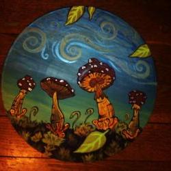 Blue and Red Original Mushroom Paining
