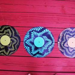 Set of Three Recycled Vinyl Record Wall Hangs